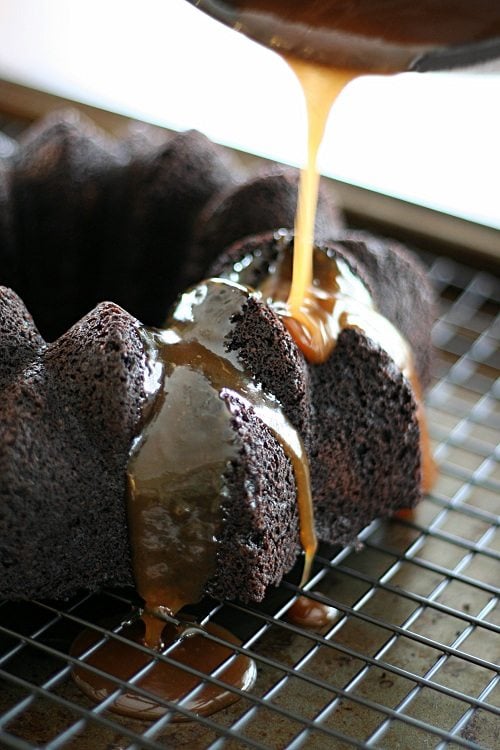 Chocolate Bundt Cake with Stout Caramel Sauce – Low Carb