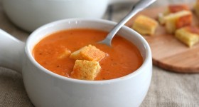 Grilled Cheese Croutons & Tomato Soup 2