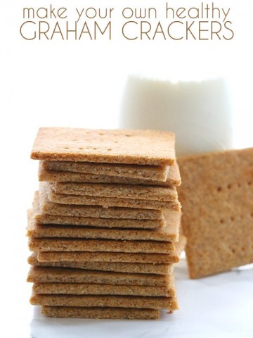 titled image (and shown) Make Your Own Healthy Graham Crackers (a stack of sugar-free graham crackers)