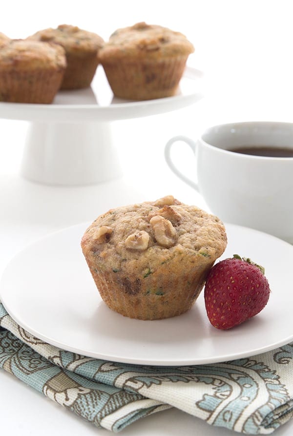 Sugar-free and gluten-free zucchini muffins with walnuts and coconut flour