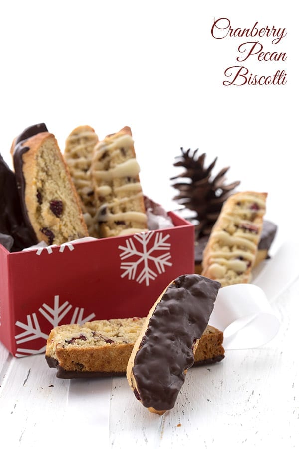 Keto Almond Flour Biscotti in a christmas gift box