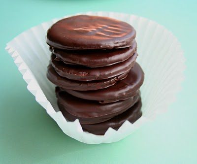 stack of homemade Thin Mints Girl Scout cookies