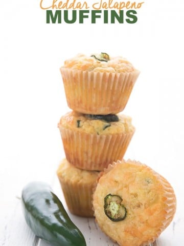 Keto Cheddar Jalapeno Muffins in a stack