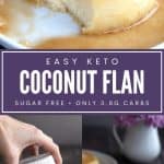 Pinterest collage for keto coconut flan