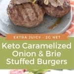 Pinterest collage for Keto Stuffed Burgers