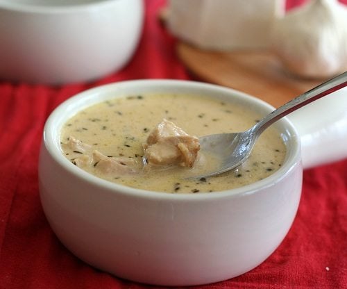 gluten-free roasted garlic soup with chicken