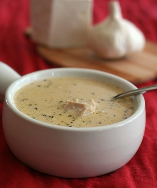 Low Carb Chicken Soup with Roasted Garlic