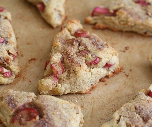 Low Carb Gluten Free Scones with Rhubarb and Pecans