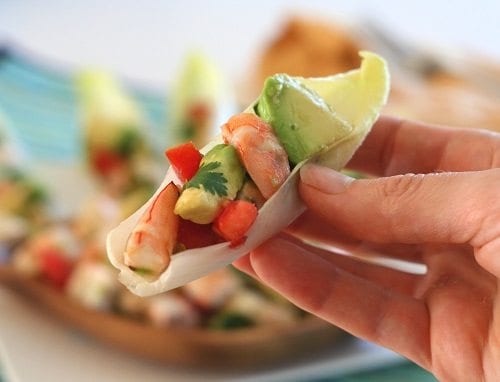 Shrimp and Avocado Ceviche in Endive