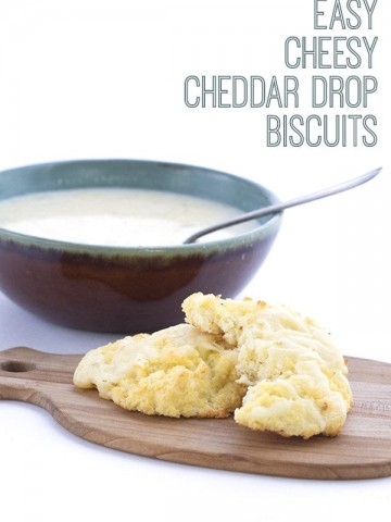 titled image (and shown) Easy Cheesy Cheddar Drop Biscuits