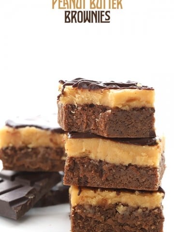 Keto Peanut Butter Brownies in a stack.