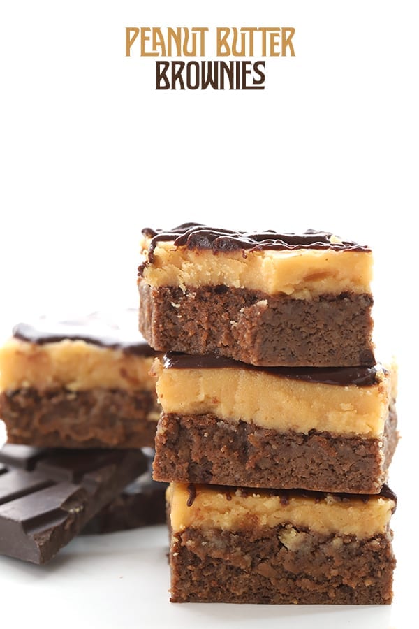 Keto Peanut Butter Brownies in a stack.