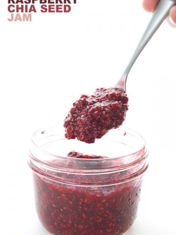 Sugar Free Raspberry Jam in a glass jar