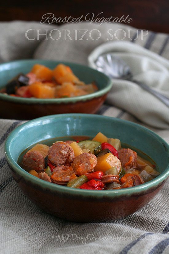 Low Carb Roasted Vegetable Chorizo Soup 
