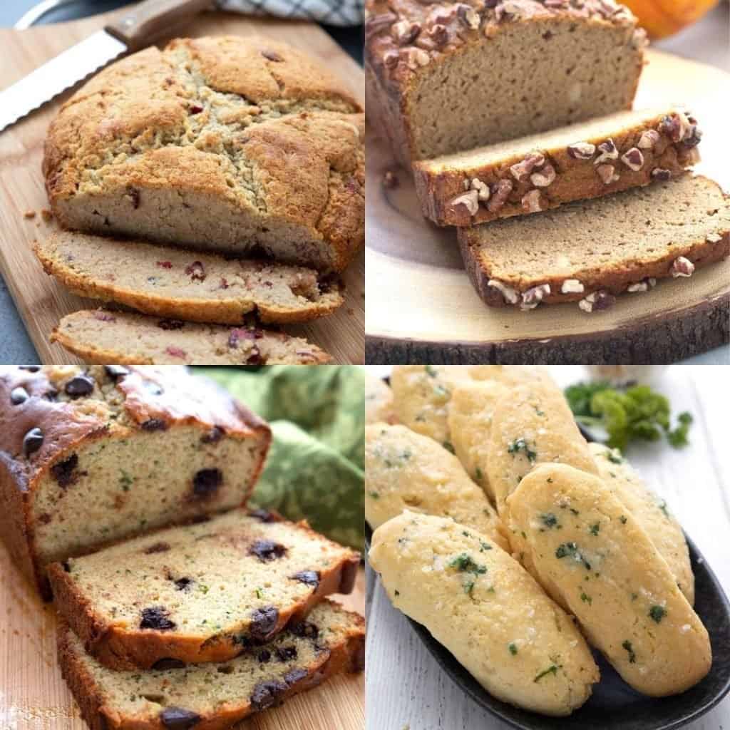 A collage of four keto bread recipes