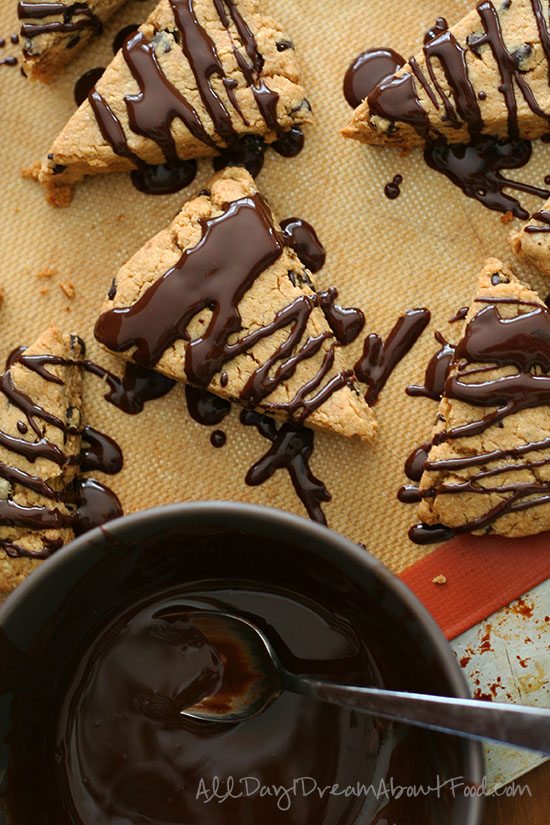 Low Carb Gluten-Free Peanut Butter Scones with Chocolate Glaze