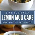 Pinterest collage for keto lemon mug cake