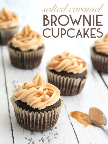 Low Carb Brownie Cupcakes with Salted Caramel Frosting