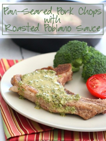 Low Carb Pork Chops with Roasted Poblano Sauce