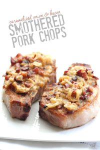 Low Carb Pork Chops Smothered in Bacon and Caramelized Onions