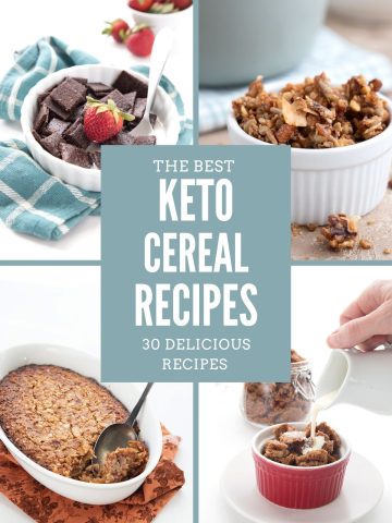 A collage of four photos showing different keto cereal recipes.