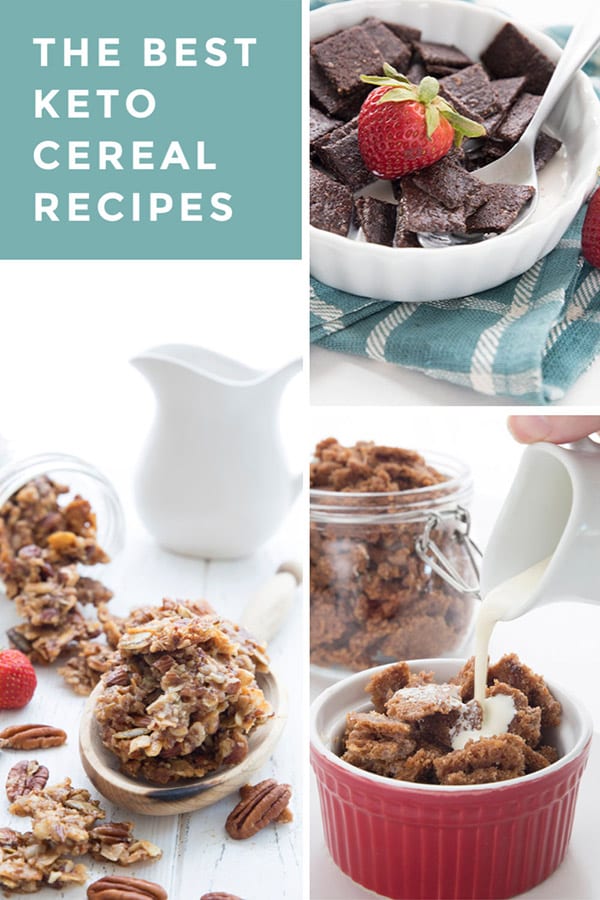 Collage of keto cereal recipes with title