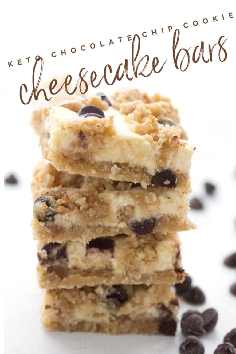 Keto Chocolate Chip Cookie Cheesecake Bars