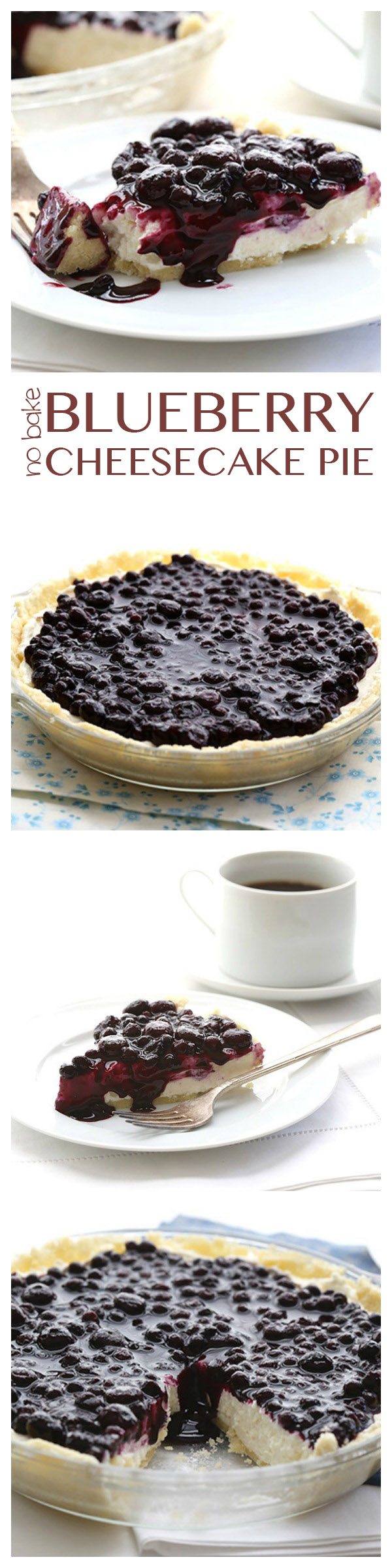 The best low carb no-bake dessert! Creamy cheesecake in an almond flour crust with sugar-free blueberry topping. Perfect for those days you just don't want to turn on the oven.