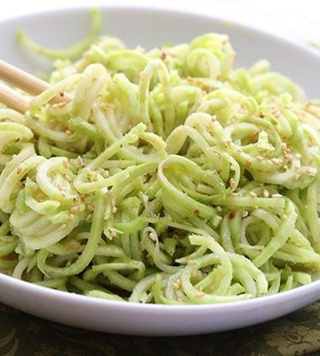Low Carb Broccoli Stem Noodles with Sesame Ginger Dressing
