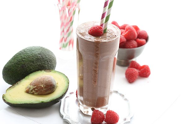 Healthy Sugar-Free Chocolate Raspberry Avocado Smoothie