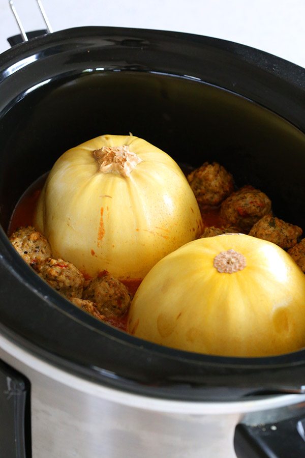 Put spaghetti squash and meatballs in your crock pot and you have a dinner with almost no prep work required!