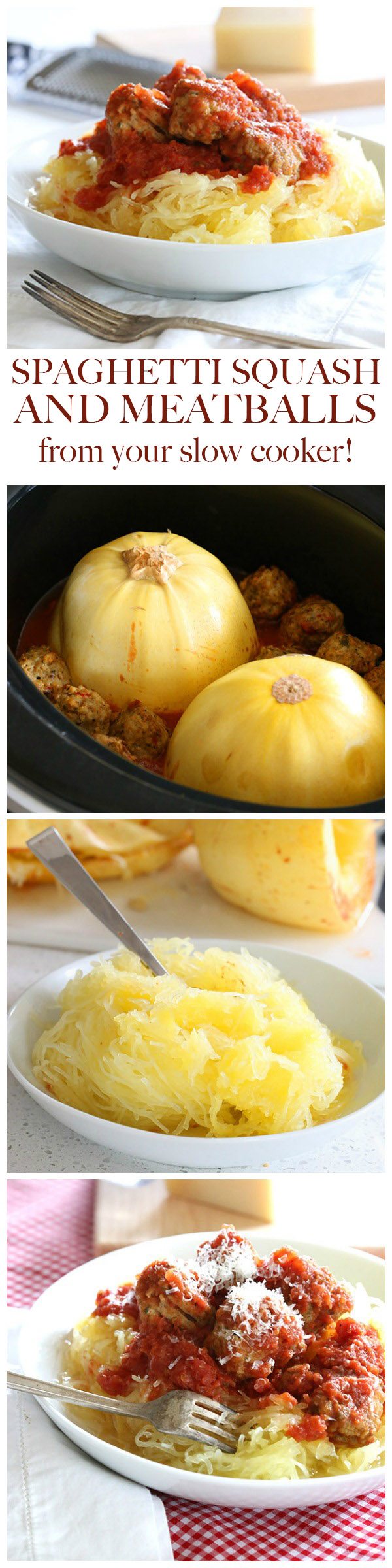 Want a healthy, low carb dinner with almost no prep work? Let your crockpot do all the cooking while you relax with this slow cooker spaghetti squash and meatball recipe