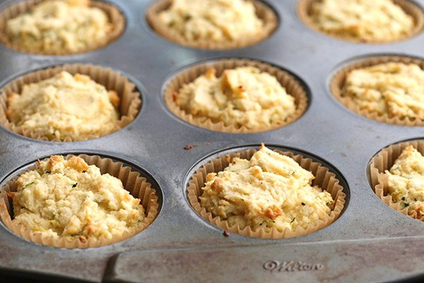 Delicious low carb almond flour muffins with zucchini and feta cheese