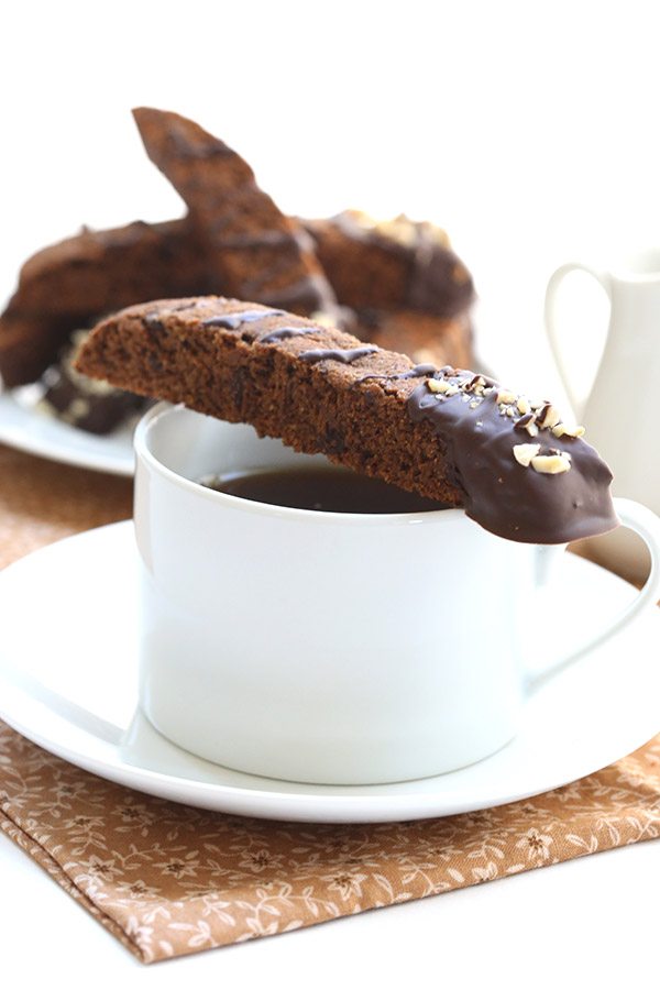 Best low carb biscotti recipe with chocolate, coffee and almonds. Grain-free.