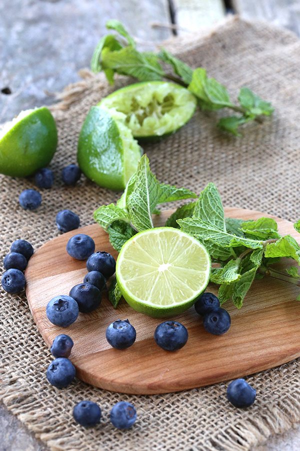 Blueberries, lime and mint. Everything you need for the perfect blueberry mojito!