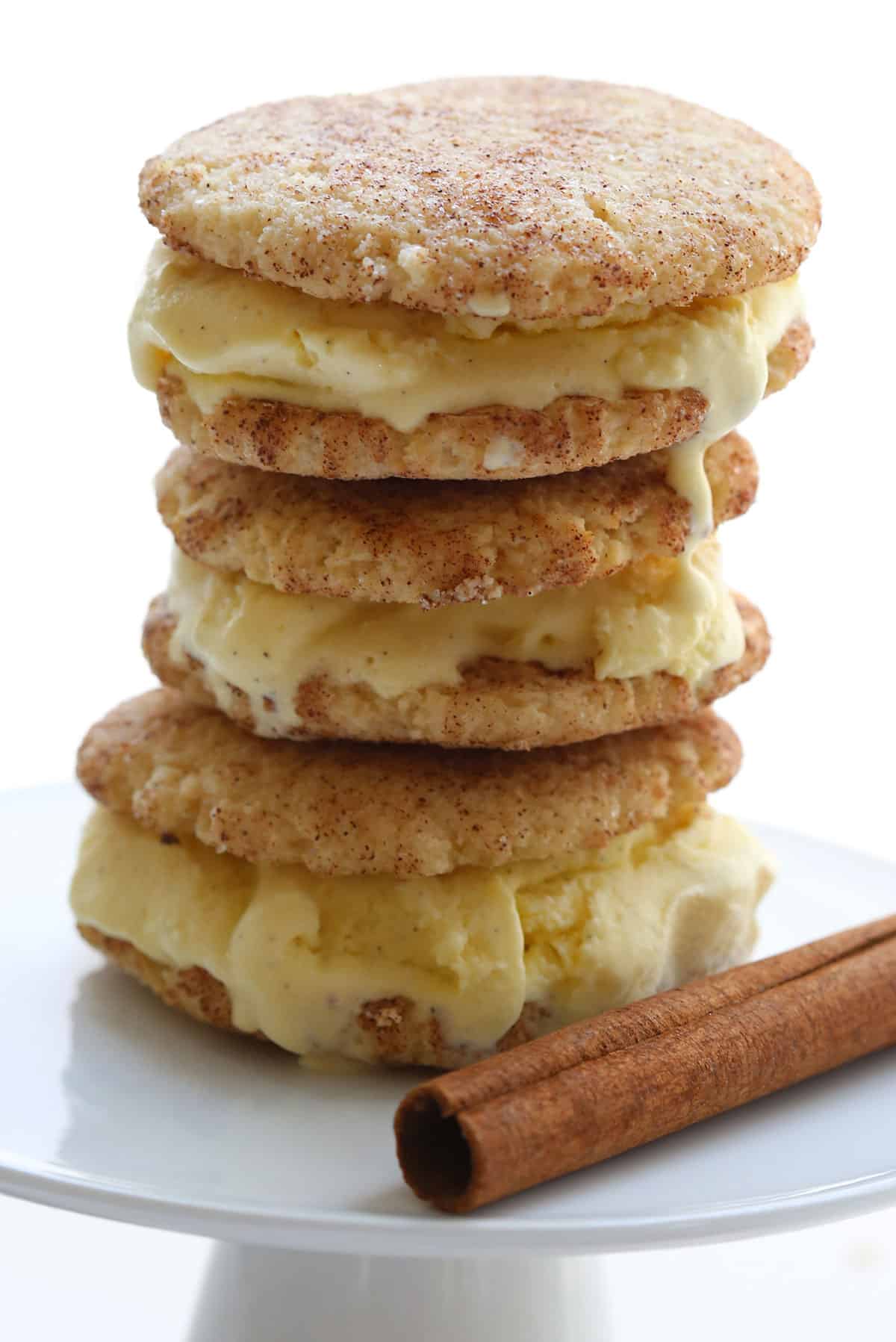 Close up shot of keto ice cream sandwiches in a stack
