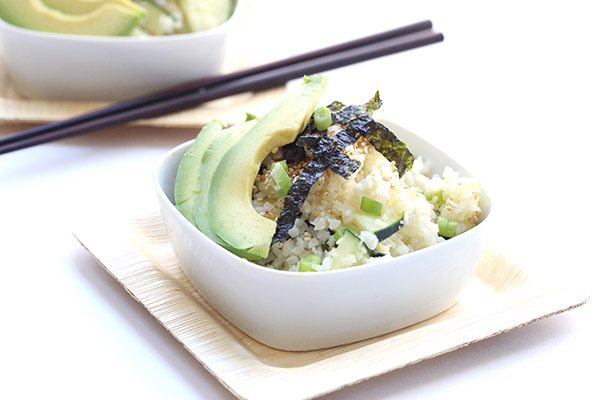 Healthy Sushi Roll Salad made with Cauliflower Rice