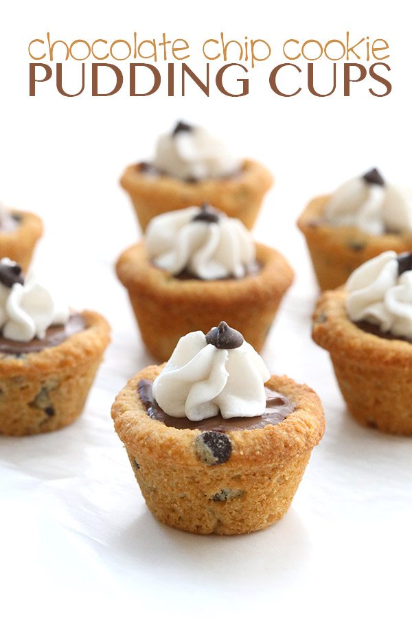 Low Carb Chocolate Chip Cookie Pudding Cups - crispy grain-free chocolate chips cookies filled with creamy sugar-free chocolate pudding