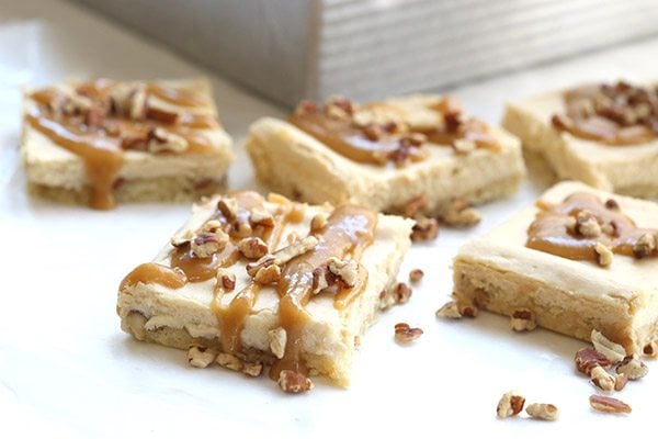 Low Carb Grain-Free Salted Caramel Cheesecake Bars
