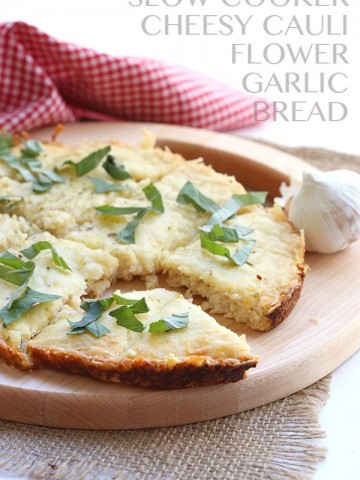 Cheesy Slow Cooker Cauliflower Bread Recipe - naturally gluten-free and healthy
