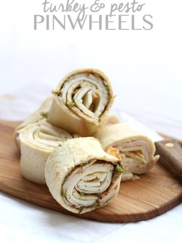 Turkey Pesto Wraps on low carb crepes, a great lunch box idea.
