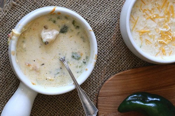 All the goodness of a chile relleno in a creamy chicken soup. Low carb and gluten-free.