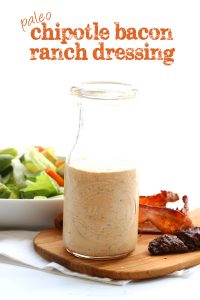 Best low carb dressing recipe! All the smoky goodness of chipotle and bacon in a paleo friendly dressing. Perfect for salad, chicken or fish.