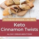 Pinterest collage for keto cinnamon twists