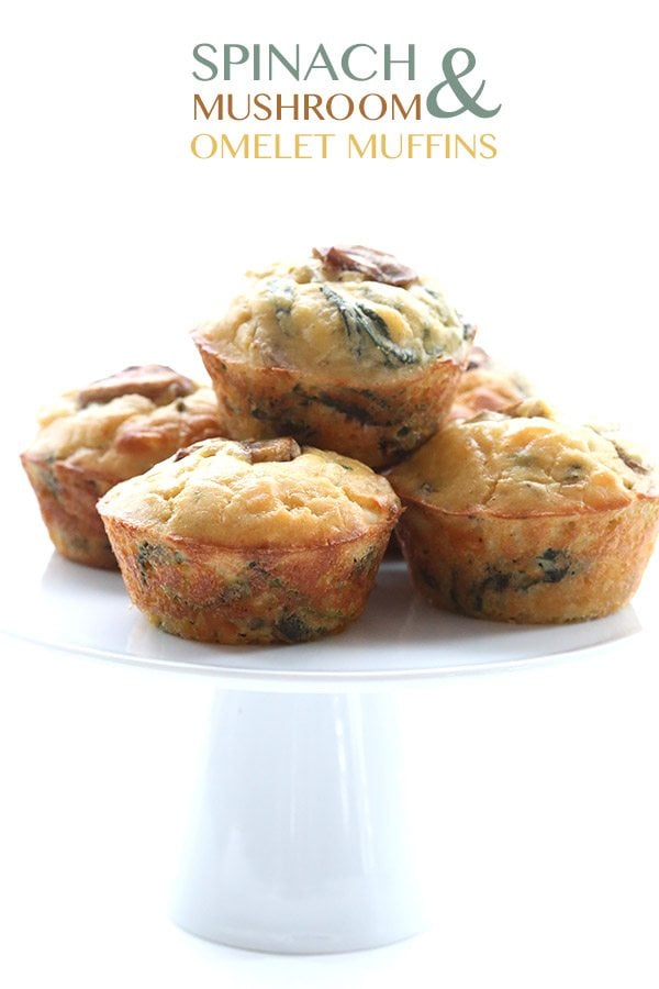 Easy make-ahead Spinach Mushroom Omelet Muffins. A great portable grain-free, low carb snack!