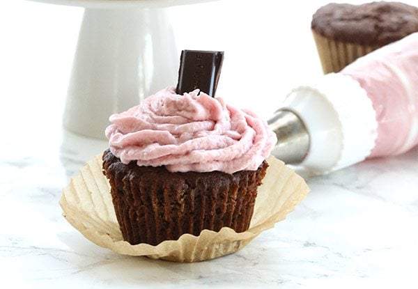 Low carb grain-free Chocolate Raspberry Cupcakes 