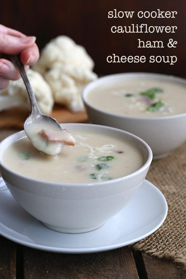 Slow Cooker Ham And Cheese Cauliflower Soup Recipe