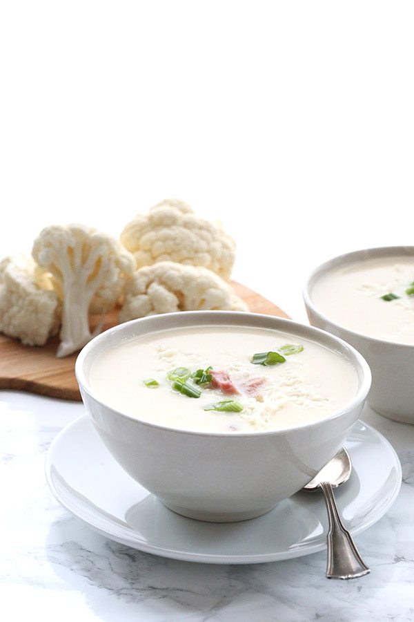 Ham and cheese cauliflower soup made in your crock pot.