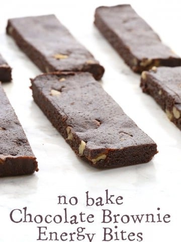 Easy no bake and low carb Chocolate Brownie Energy Bars.