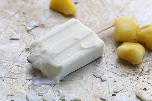 Low Carb Pineapple Coconut Popsicles. Dairy-free and vegan options. 